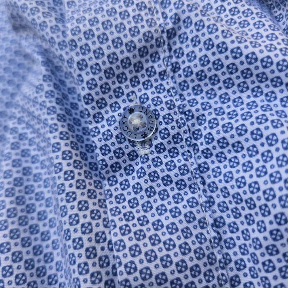 Lucky Brand Shirt Men's Medium Blue Slim Fit Stretch Botton Up Long Sleeve - Picture 11 of 14